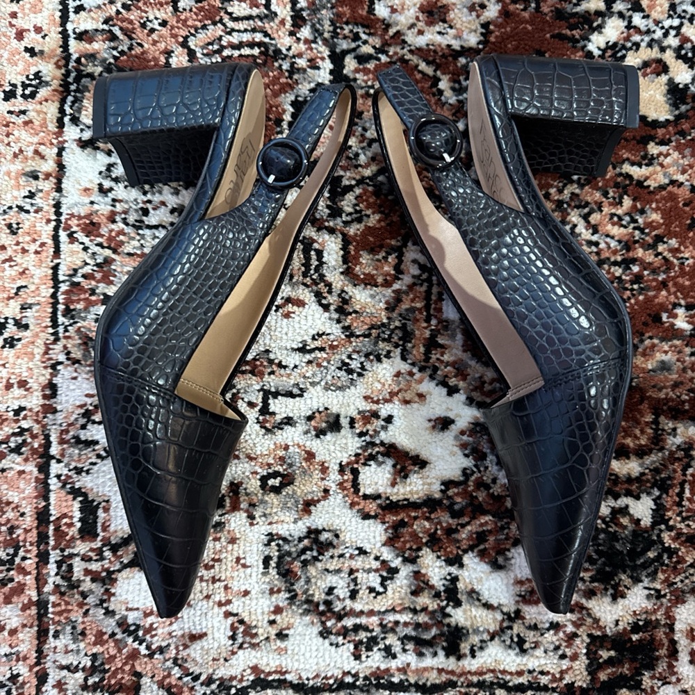 Franco Sarto Black Croc-Embossed Heels - Picture 4 of 5